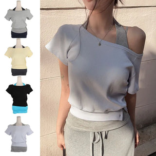 Hogaon Waffle Sleeveless Sweatshirt Set