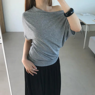 draped off-shoulder top