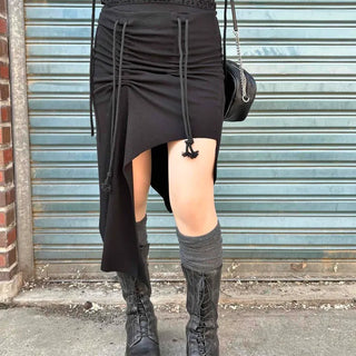 String Asymmetrical H-Line Daily Long Skirt