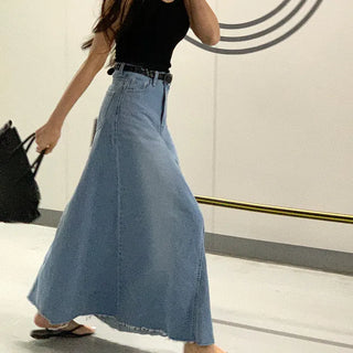 Ground denim maxi skirt