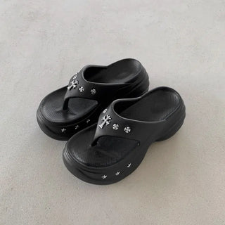 ◈8cm◈Parts Set◈Platform Flip-flops Slippers Studs Stars Spikes Parts Platform Heel Height-increasing Waterproof Summer Unique Shoes