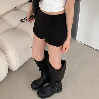 ◈Skirt-PantsWrap Mini Skirt Button Two-Way Pants Wedding Guest Look Low-Rise Shorts Skirt Shorts