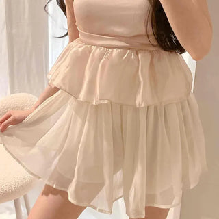 Frill See-through Layered Loose Fit Flare A-Line Shorts
