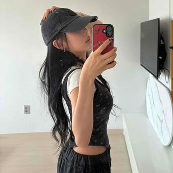 Slim Fit Floral Snap Sleeveless Daily Jumpsuit