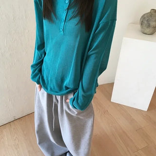 *Delicate Fit* Shine Summer Button Knit