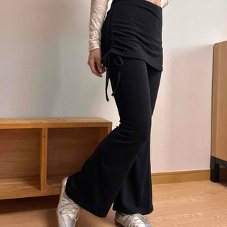 String Layered Wrap Flare Regular Fit Long Pants