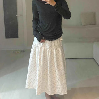 Frill Layered Plain Regular Fit Daily Long Sleeve T-shirt