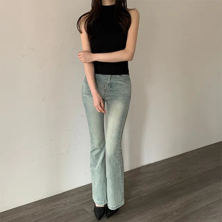 Bellumi Light Blue Hip Pad Bootcut Washed Denim
