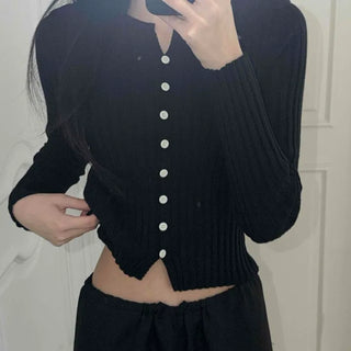 Button-down Slim Fit Plain Long Sleeve Daily Cardigan