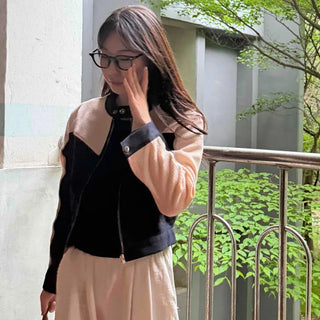 Zipper Contrast Full-Zip Regular Fit Long Sleeve Jacket