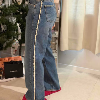 Zipper Button Wide Loose Fit Daily Long Pants