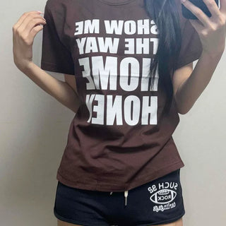 Loose Fit Lettering Casual Daily Short Sleeve T-shirt
