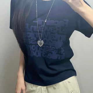 Oversized Loose Fit Lettering Daily Short Sleeve T-shirt