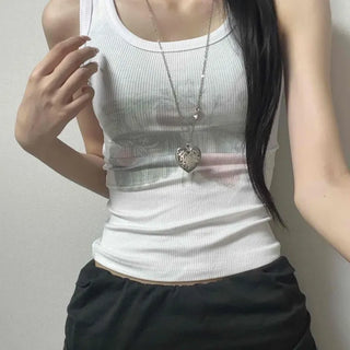 Slim Fit Fitted Printed Casual Sleeveless