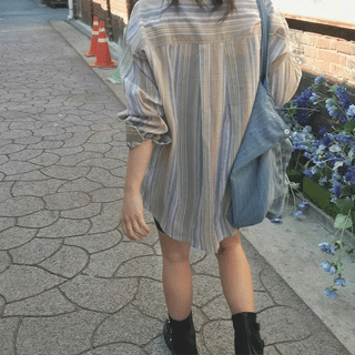 Vintage Striped Gauze Shirt  Oversized Loose Fit Gauze Shirt Shirt See-through Summer Outerwear Salanta Summer Shirt Summer Shirt Cover-up Vintage Daily y2k
