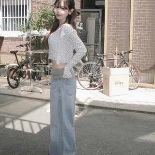 Lopy Folding Wide Denim Long Pants
