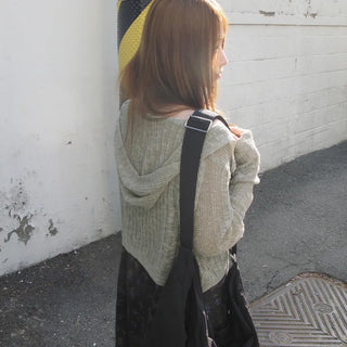 Luffy Hooded See-Through Knit Cardigan