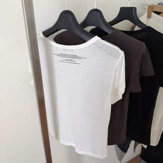 Letter See-through Short Sleeve Tee Basic Short Sleeve T-shirt Inner Tee