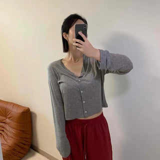 Rudam Plain Button Down Slim Fit Long Sleeve Cardigan
