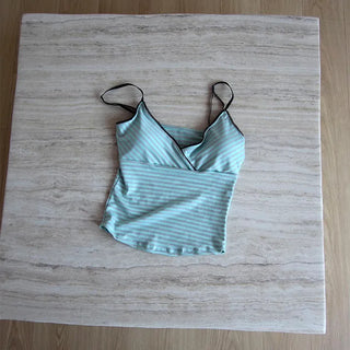 Mint Striped Sleeves Top