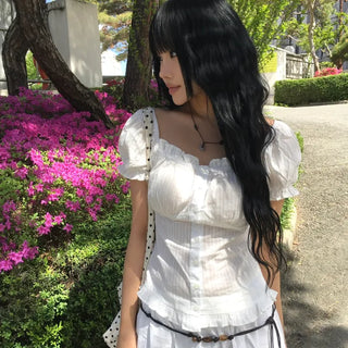 Ganni Eyelet Puff Frill Blouse
