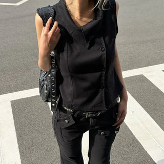 Barts Chic High-Neck Button Vest Sleeveless