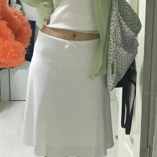 Ribbon A-line Casual Daily Midi Skirt