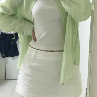 Zipper Belt Loop Wrap Straight H-Line Mini Skirt