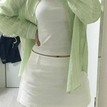 Zipper Belt Loop Wrap Straight H-Line Mini Skirt