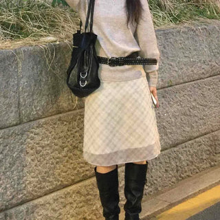 Check A-line Daily Midi Skirt