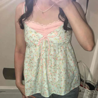 Shirred Flower A-line Strap Sleeveless