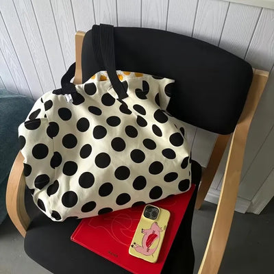 Kitsch Dot Reversible Big Shoulder Bag / Bobusang Bag Vintage Y2K Bag Eco Bag Reversible Bag Beach Bag Travel Bag Polka Dot Bag