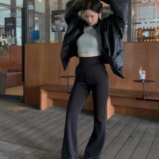 Pintuck Cut Wide Flare Long Pants