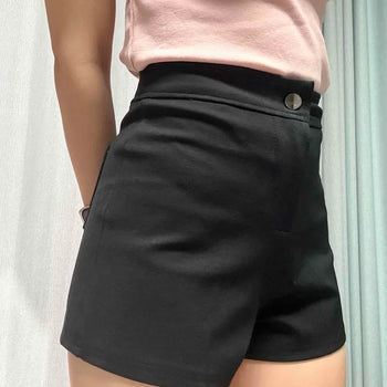 Pintuck Button Wide Daily Shorts