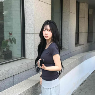 Le Baam Plain Regular Fit Short Sleeve Daily T-shirt
