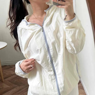 Zipper Hooded Full-Zip Loose Fit Daily Windbreaker