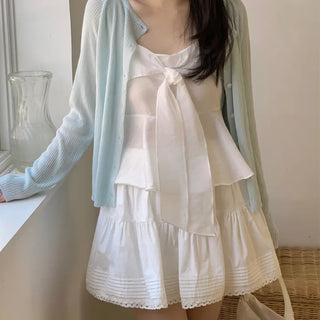 Sleeveless Chiffon Ribbon Sleeveless Blouse  Sleeveless