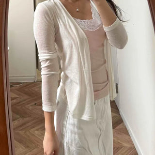 Plain Open Regular Fit Long Sleeve Basic Cardigan