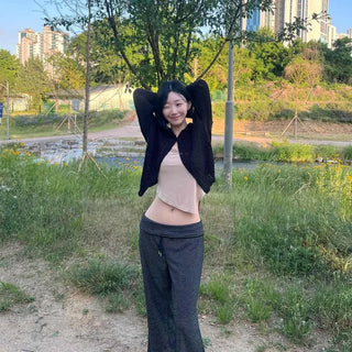 Reu Loose Fit Striped String Wide Daily Long Pants