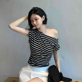 Loose Fit Striped Daily Short Sleeve T-shirt