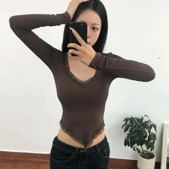 Slim Fit Plain Long Sleeve Daily T-shirt