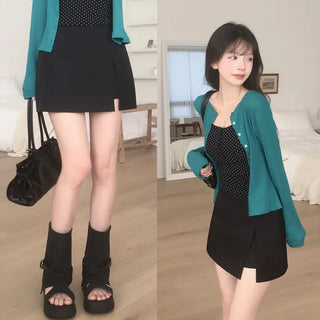 Guaranteed Fit, Daily Simple High-Waisted Side-Slit Mini Skirt