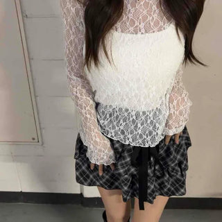 See-through Regular Fit Long-Sleeve T-Shirt for Daily Date Look