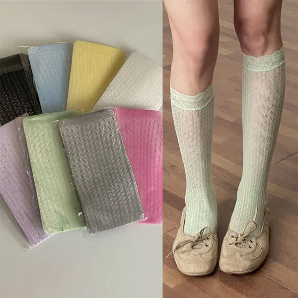 Tail lace knee socks
