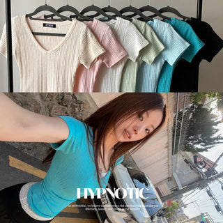 [MADE: In-house Production] Color V-neck Short Sleeve T-shirt [Modal 35%]