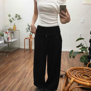 Loose Fit String Wide Daily Long Pants