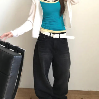 Lucky Daily Hip Slub Black Semi-Wide Denim