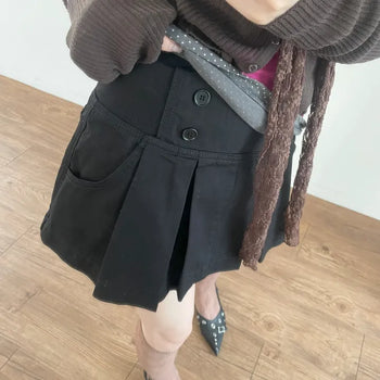 Urban Button Mini Pleated Skirt Pants (2 colors)