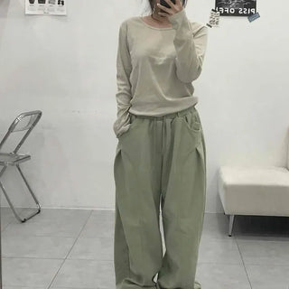 String Wide Barrel Relaxed Fit Daily Long Pants