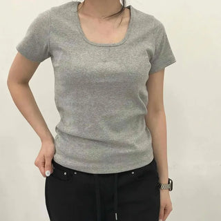 Plain Regular Fit Short Sleeve Daily Basic Short Sleeve T-shirt
